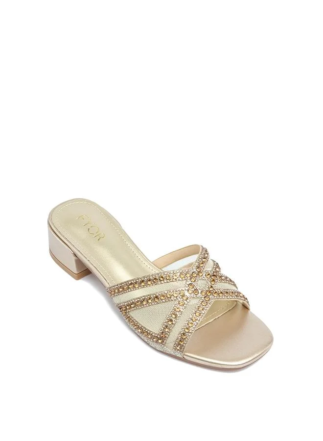 FYOR Stylish Ornate Metallic Block Heel  AJ 021